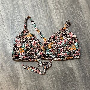 Floral Zebra Print Bikini Top